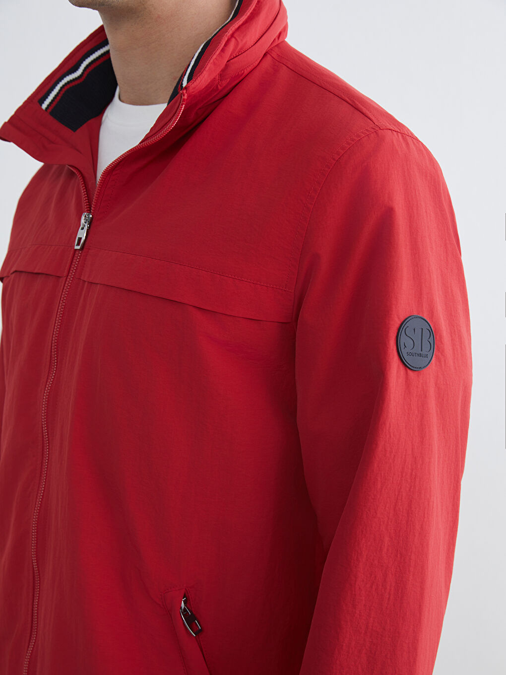 Kırmızı Standart Kalıp Kapüşonlu Erkek Yağmurluk-2