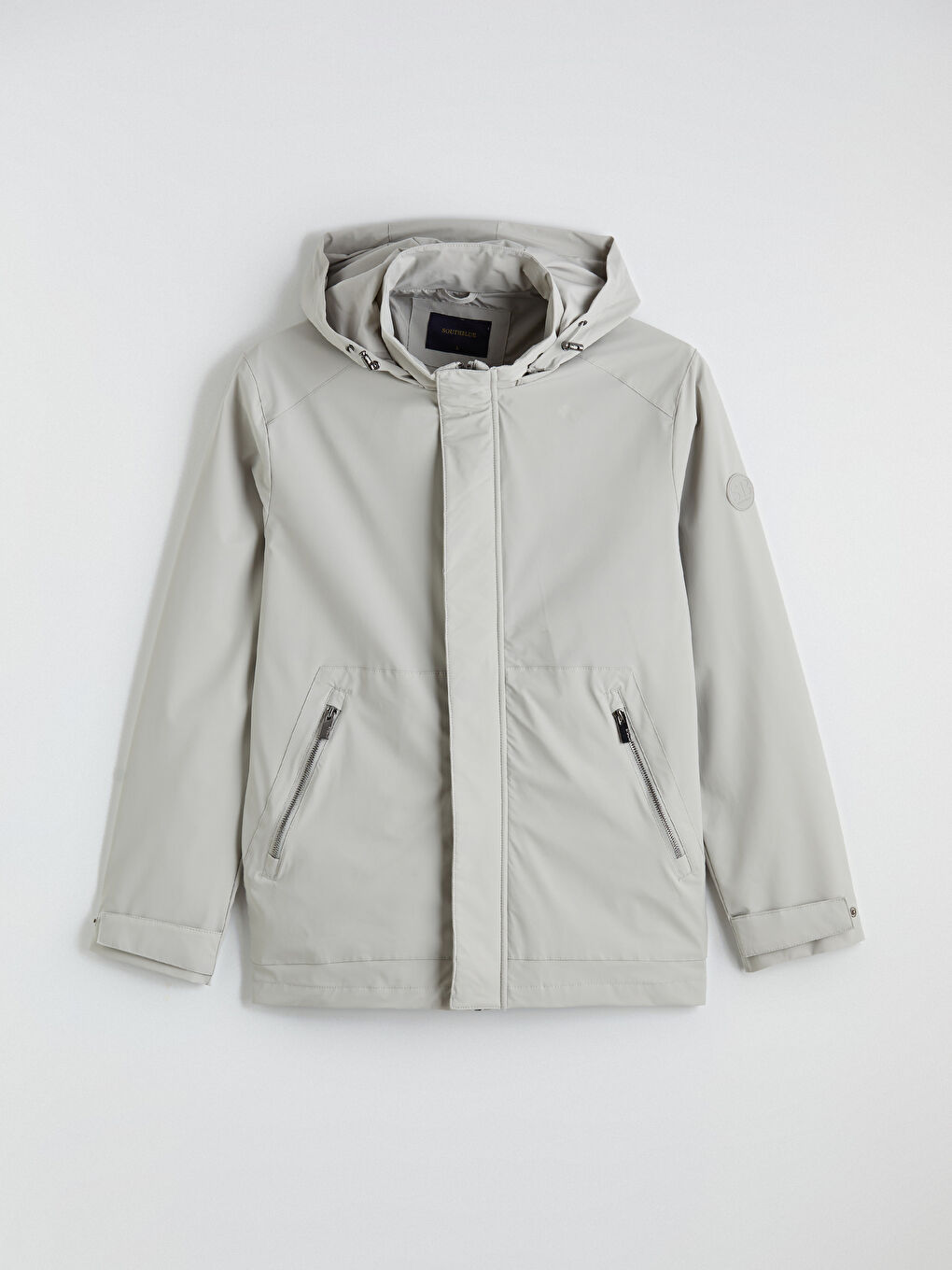 Gri Standart Kalıp Kapüşonlu Erkek Yağmurluk