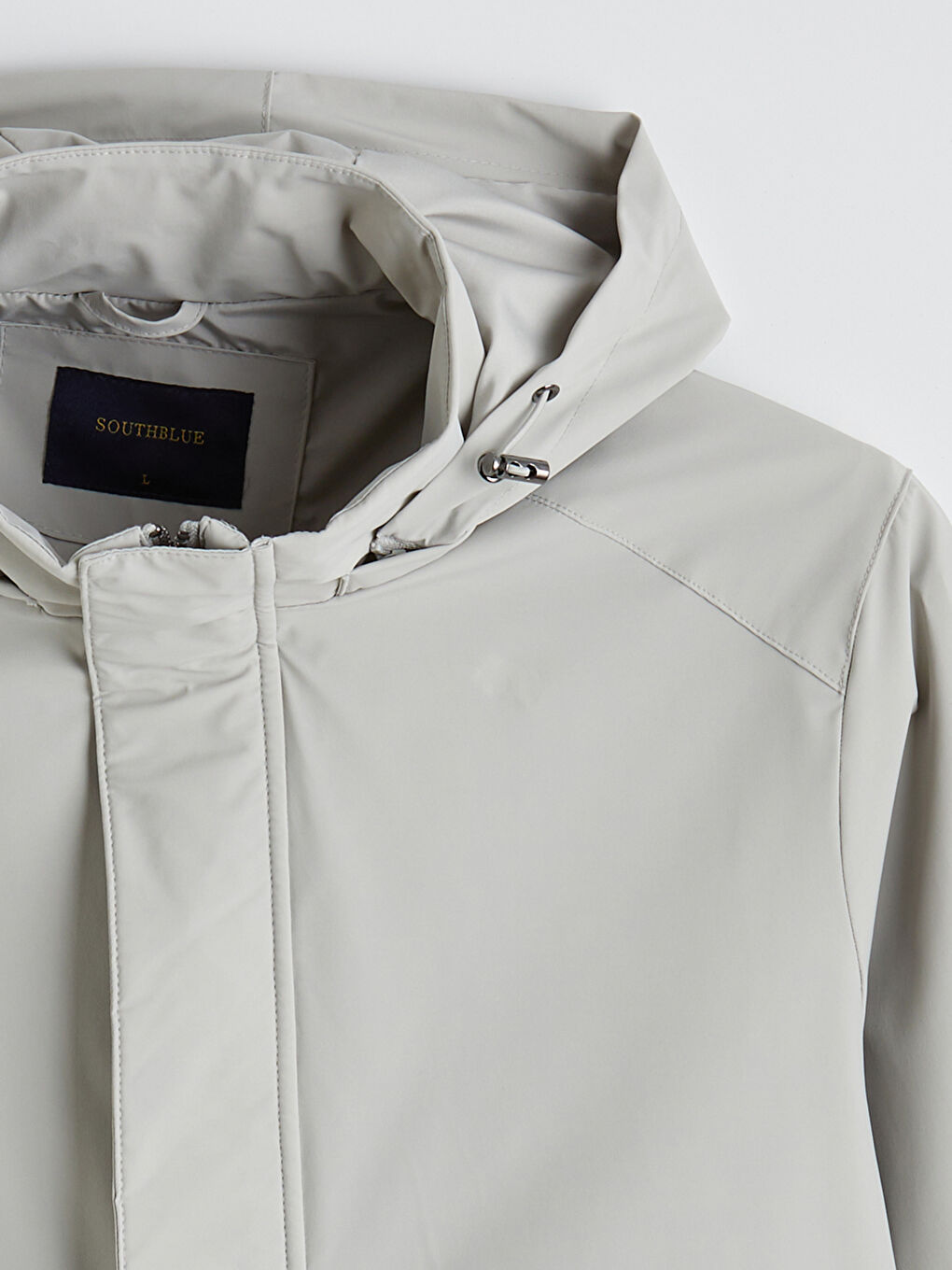 Gri Standart Kalıp Kapüşonlu Erkek Yağmurluk-1