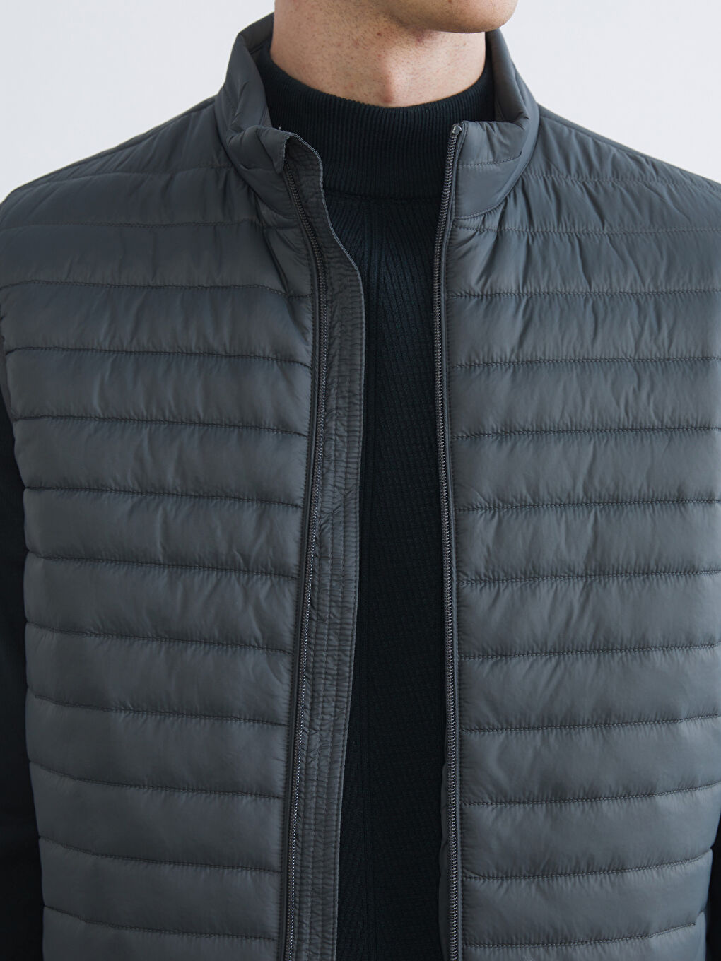 Petrol Dik Yaka Erkek Şişme Yelek-2