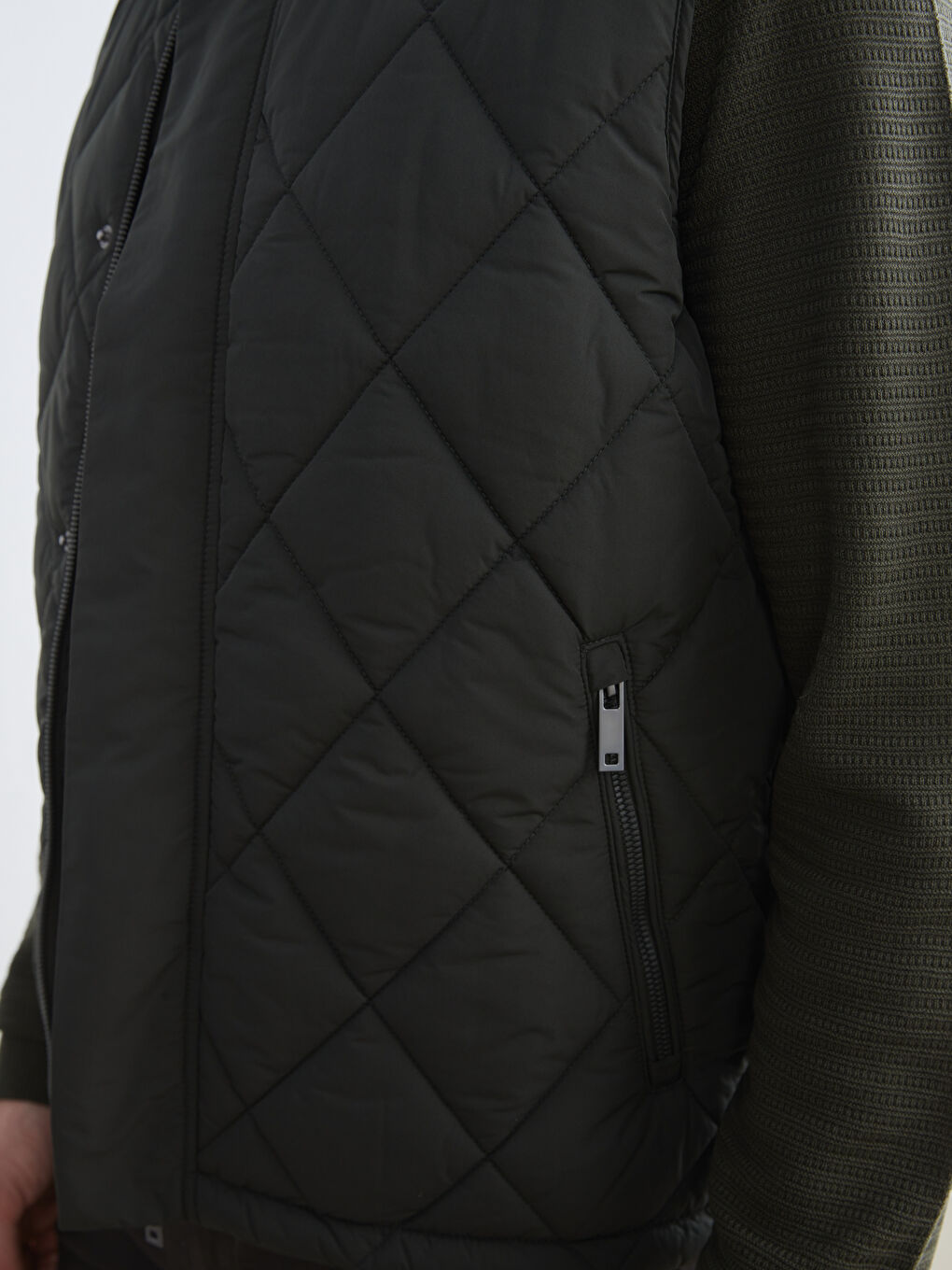 Haki Standart Kalıp Dik Yaka Erkek Şişme Yelek-2