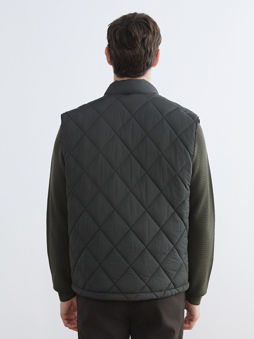 Haki Standart Kalıp Dik Yaka Erkek Şişme Yelek-4