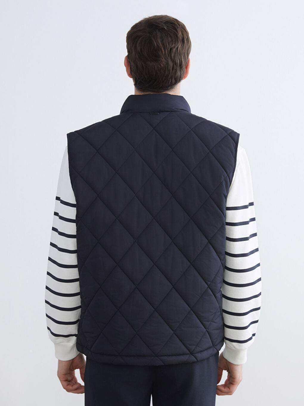 Lacivert Standart Kalıp Dik Yaka Erkek Şişme Yelek-4