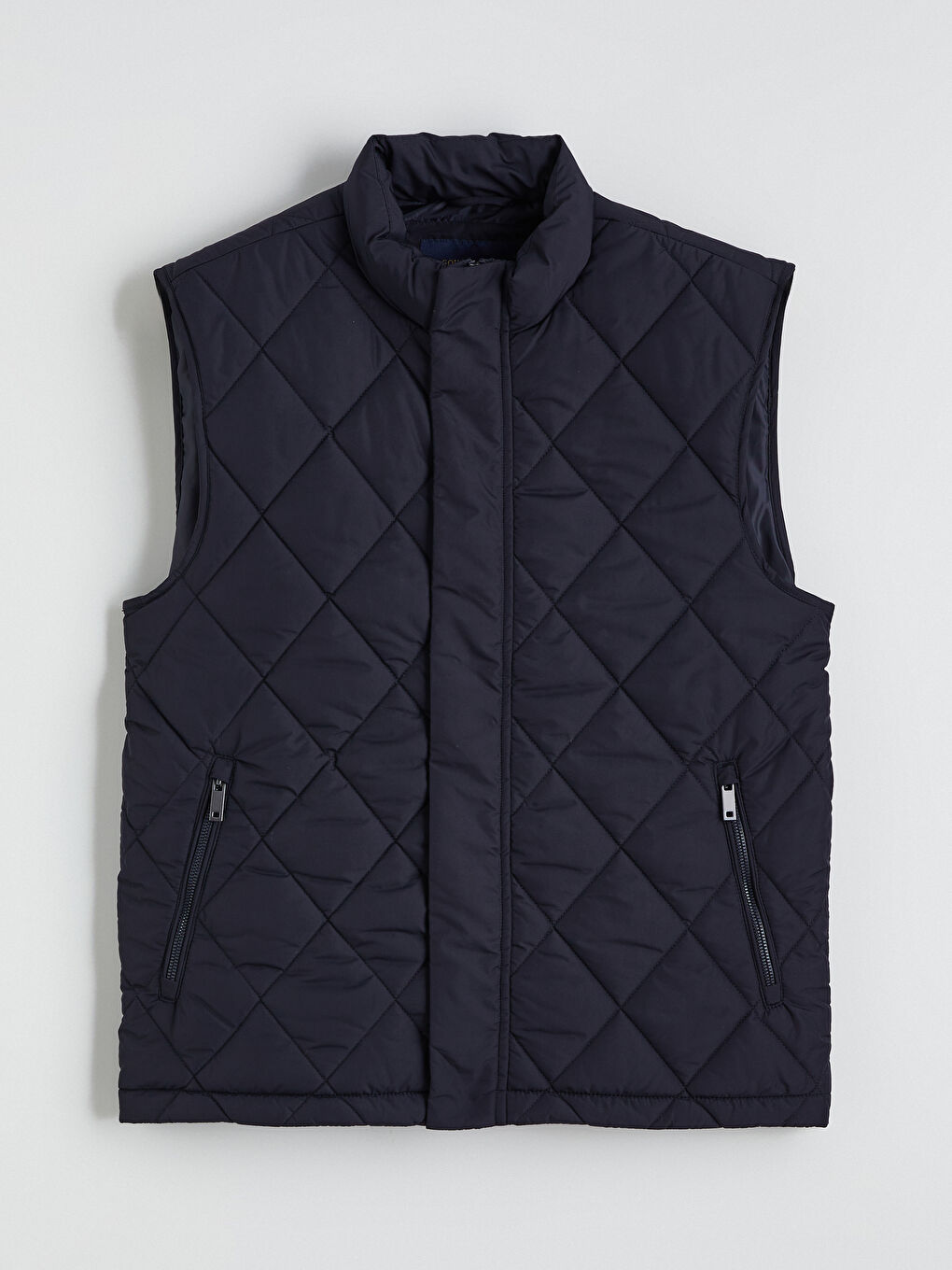 Lacivert Standart Kalıp Dik Yaka Erkek Şişme Yelek-5