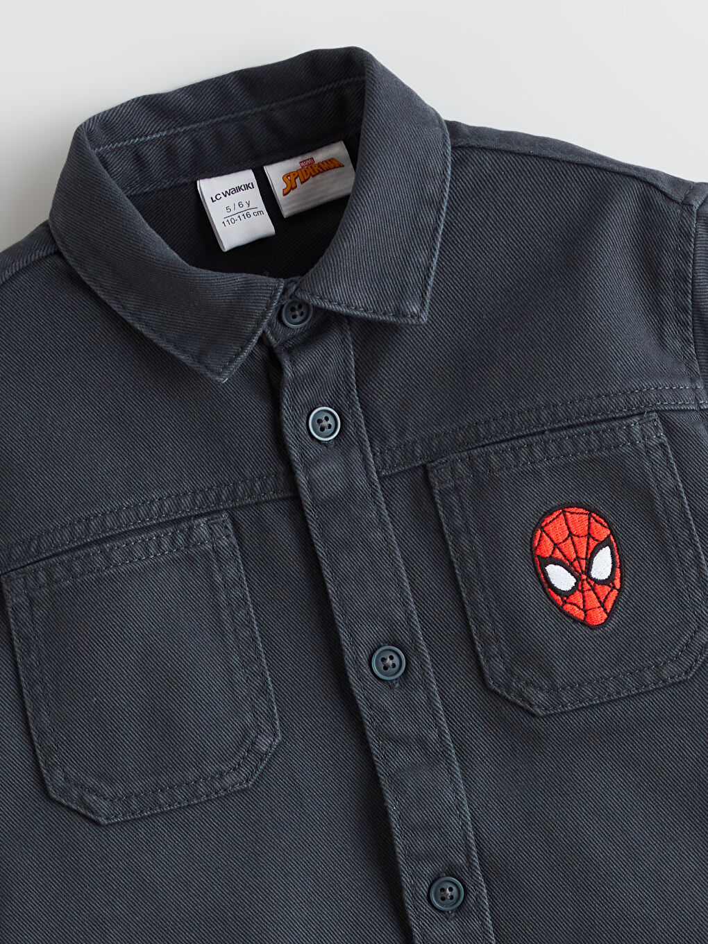 Antrasit Spider-Man Baskılı Erkek Çocuk Gömlek-2