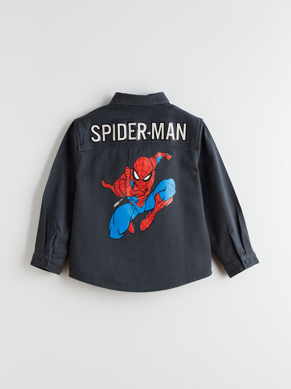Antrasit Spider-Man Baskılı Erkek Çocuk Gömlek-3