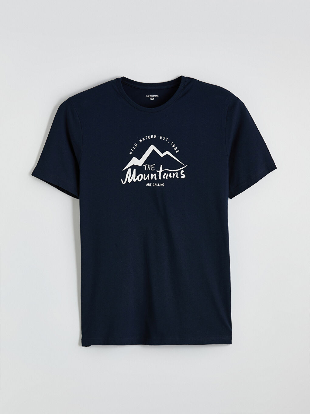 Lacivert Bisiklet Yaka Baskılı Erkek Pijama Üstü-3