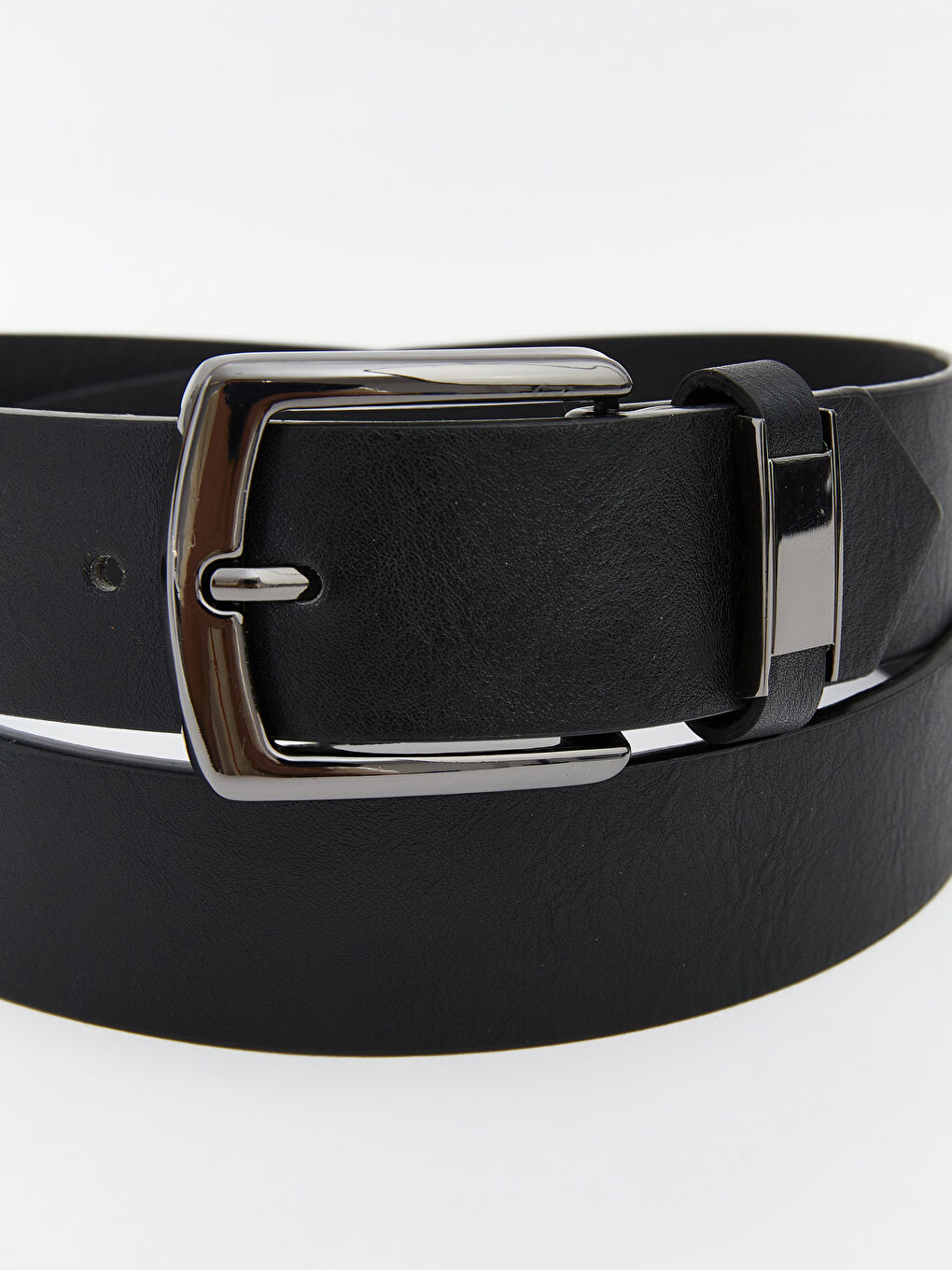 Siyah Deri Görünümlü Erkek Kemer-3