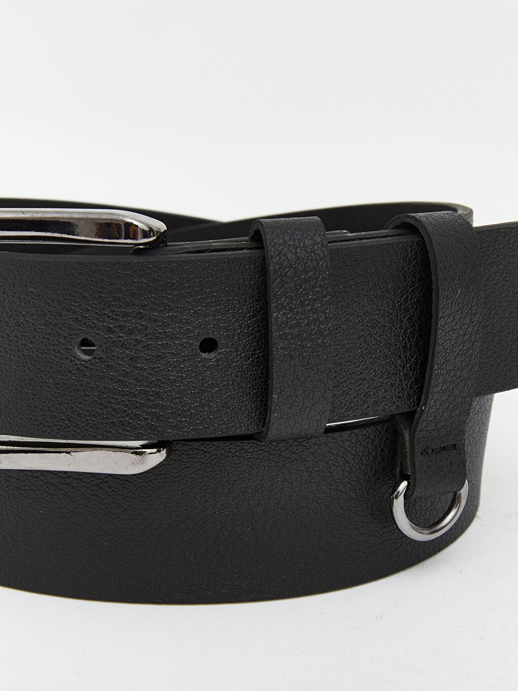 Siyah Deri Görünümlü Erkek Kemer-3