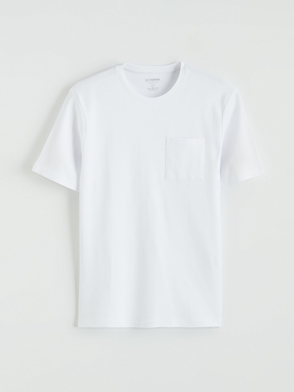 Beyaz Bisiklet Yaka Penye Erkek Tişört-4