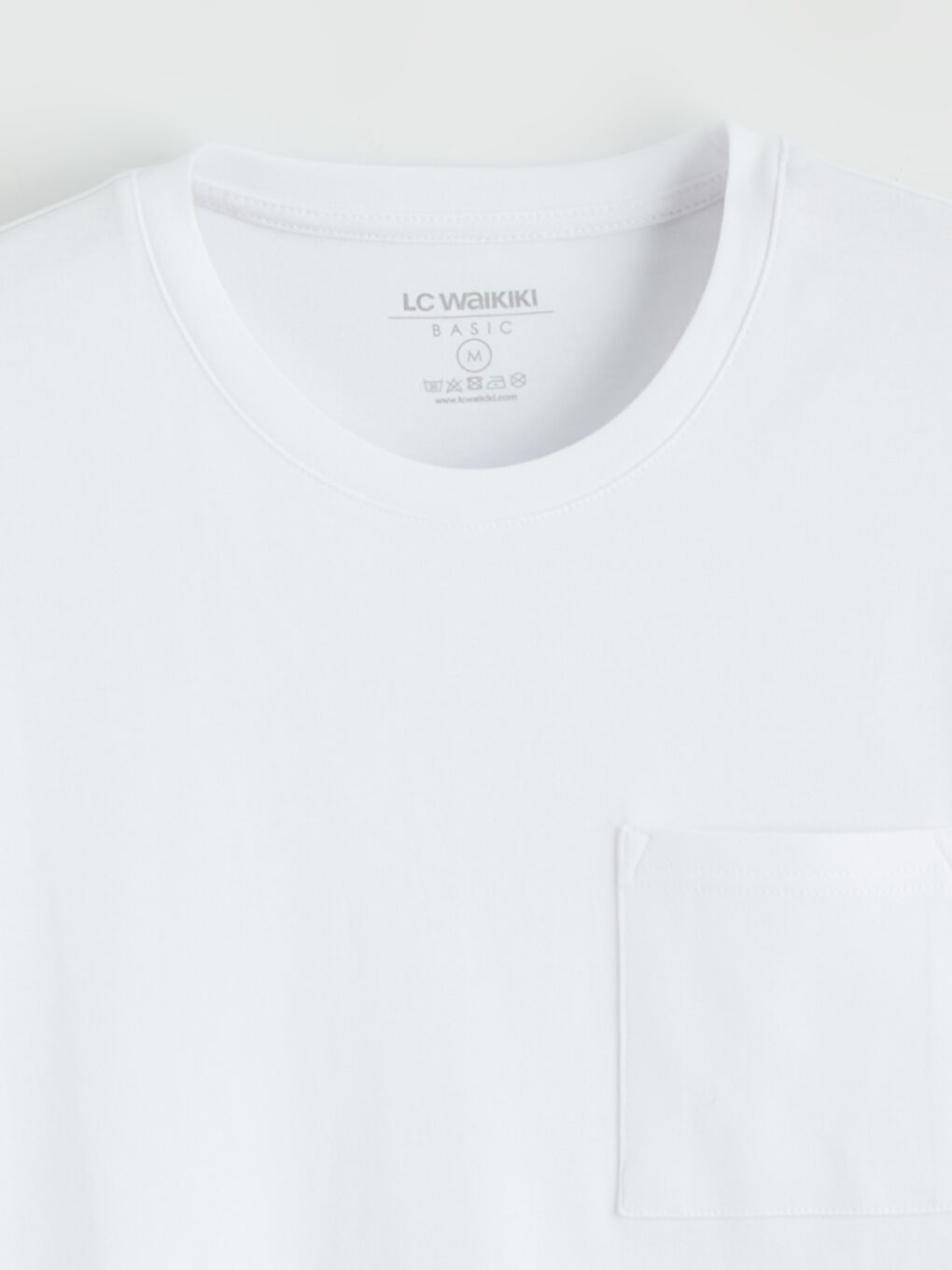 Beyaz Bisiklet Yaka Penye Erkek Tişört-6