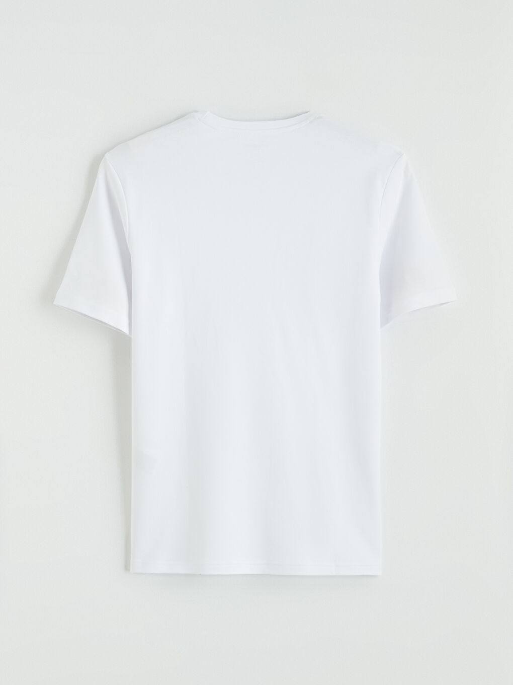 Beyaz Bisiklet Yaka Penye Erkek Tişört-7