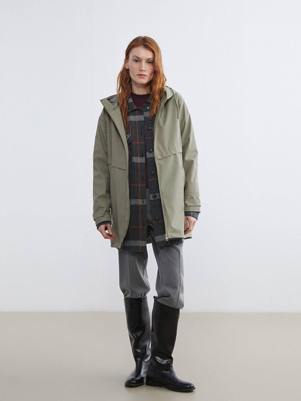 Frau KHAKI Regenmantel-1