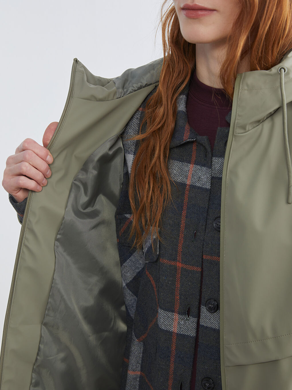 Frau KHAKI Regenmantel-2