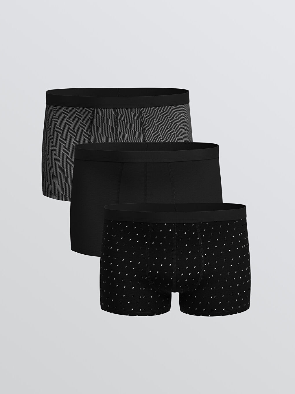 კლასიკური ფორმის, ელასტიური ბამბის მამაკაცის ბოქსერი შორტები, სამეულის ნაკრები