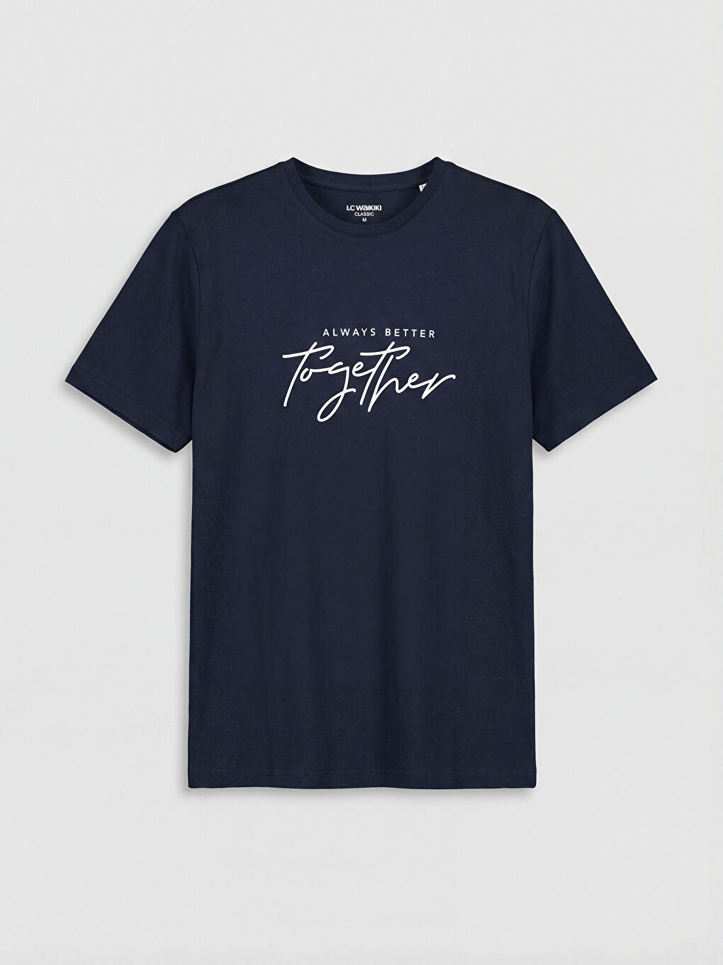 Lacivert Bisiklet Yaka Baskılı Erkek Pijama Üst