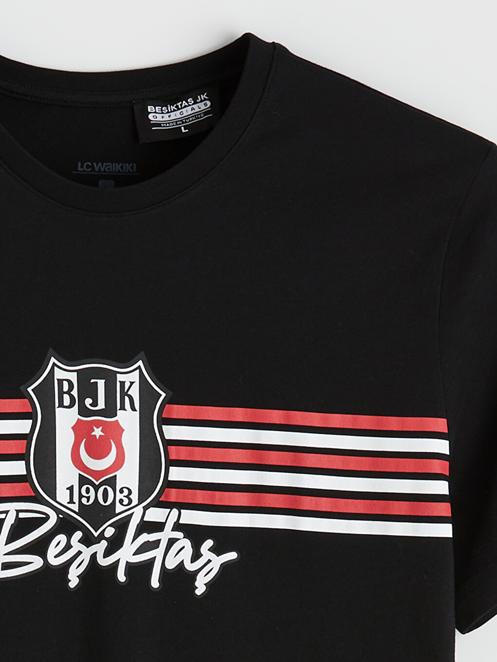 Siyah Bisiklet Yaka Beşiktaş Erkek Pijama Üst-1