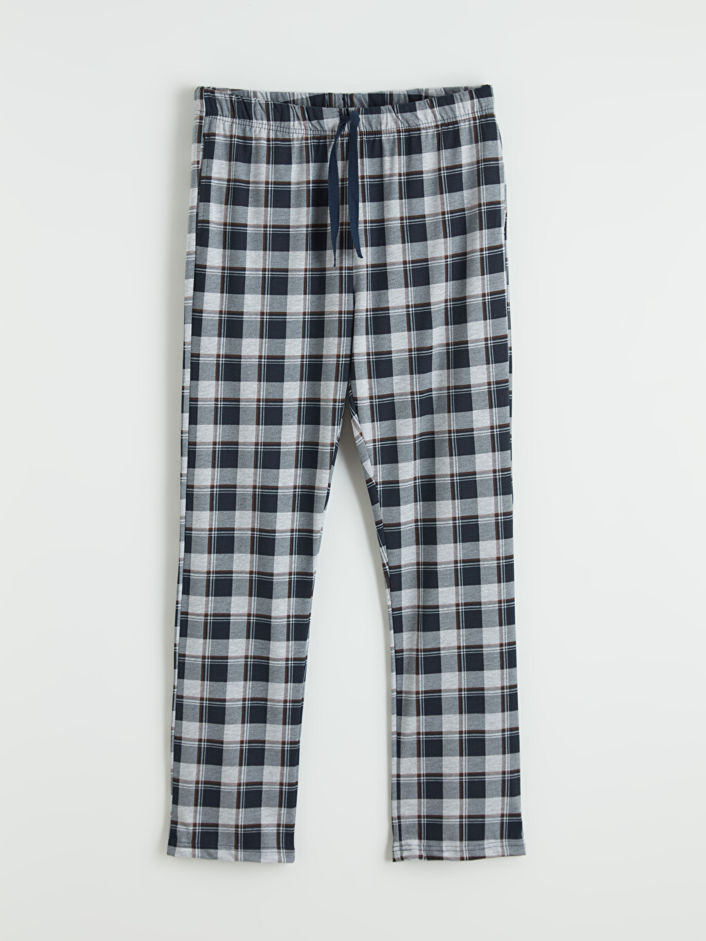 Gri Regular Fit Ekose Erkek Pijama Altı