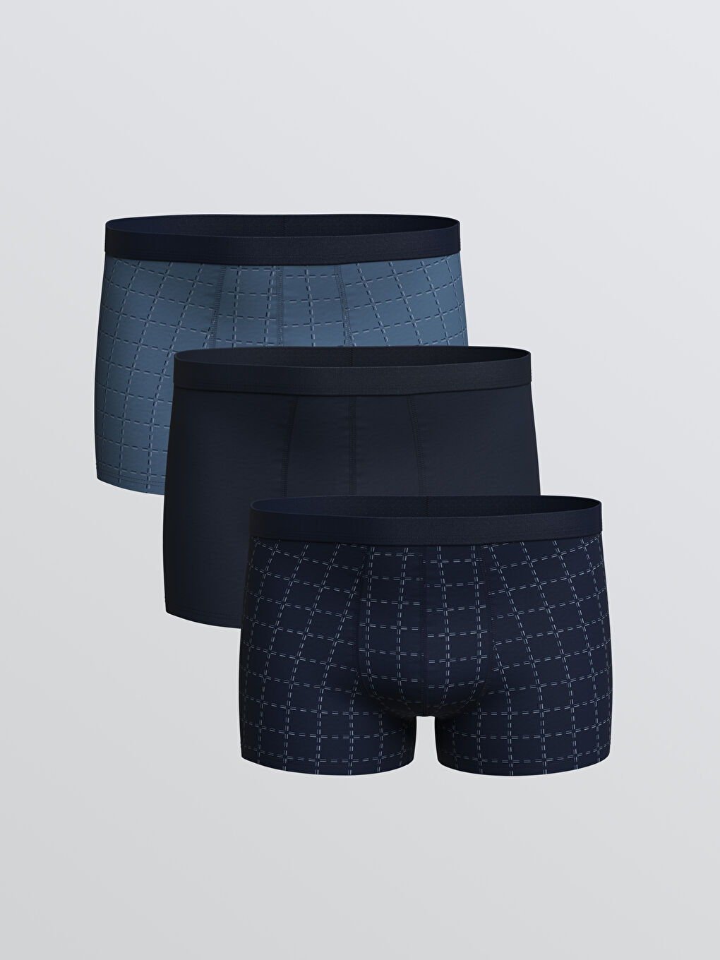 Lacivert Standart Kalıp Pamuklu Esnek  Erkek Boxer3'lü