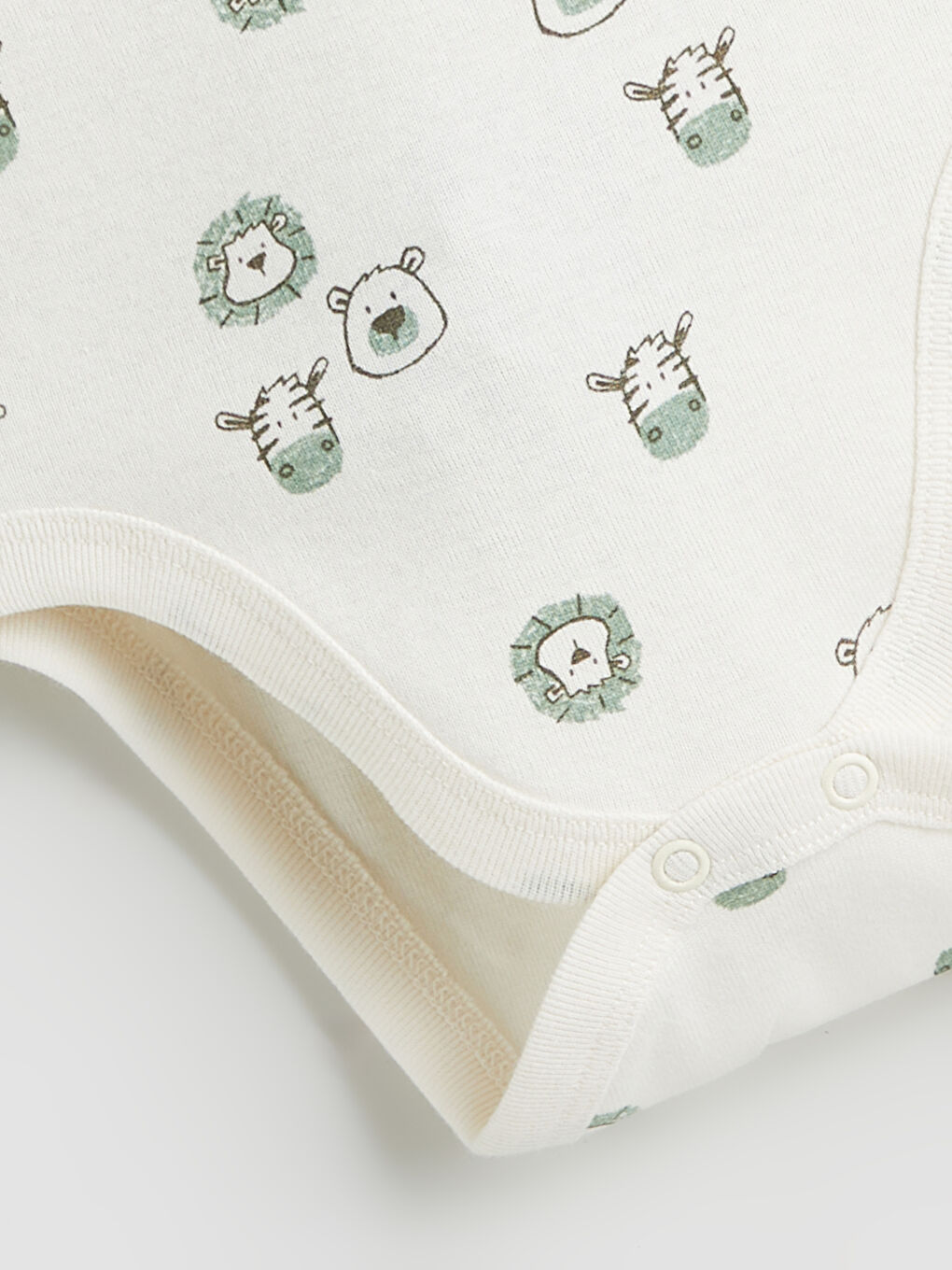 Ekru Baskılı Erkek Bebek Çıtçıtlı Body 2'li-2