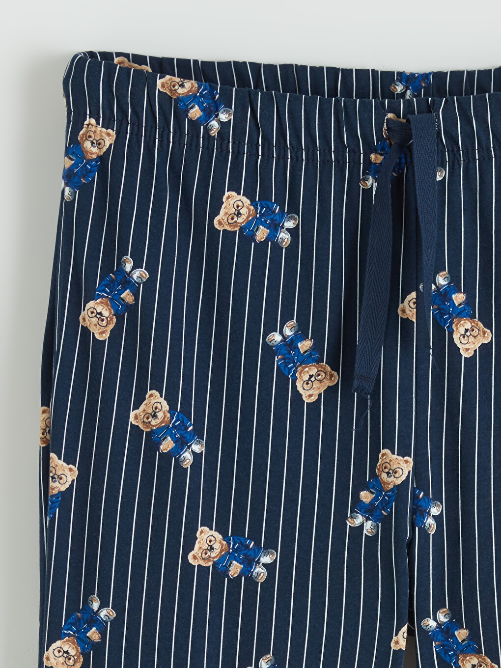 Lacivert Çizgili Ve Ayı Teddy Baskılı Erkek Pijama Altı-1