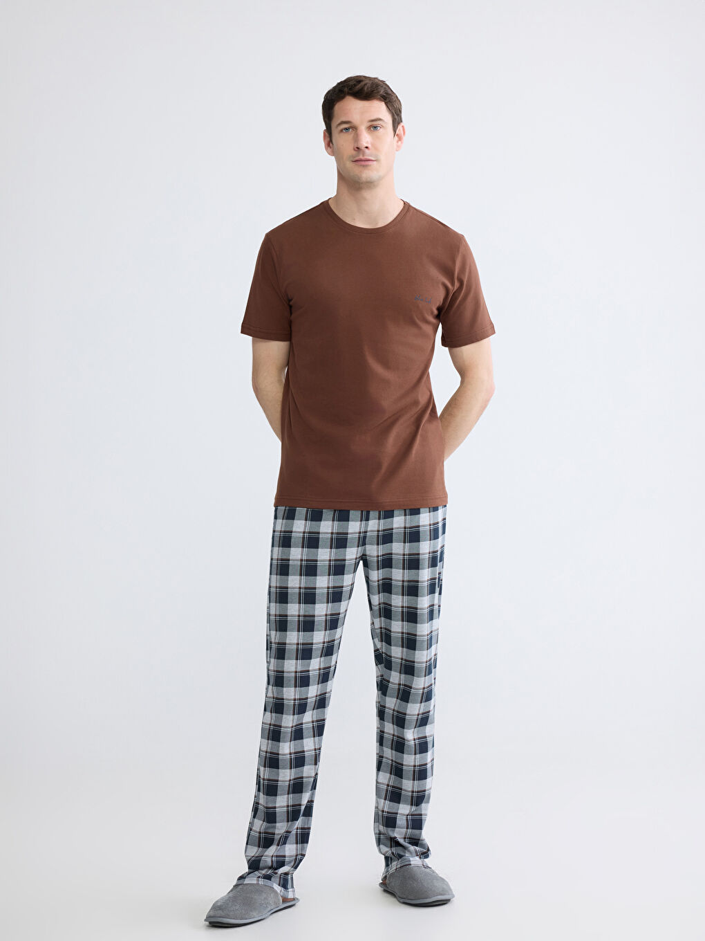 Gri Standart Kalıp Erkek Pijama Takımı