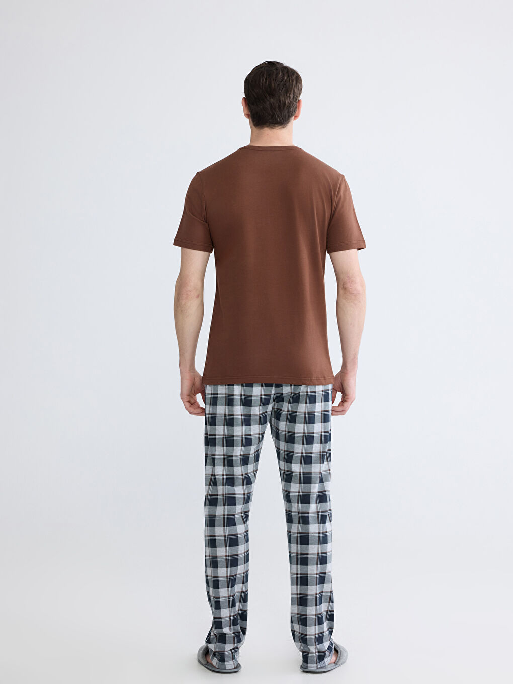 Gri Standart Kalıp Erkek Pijama Takımı-3