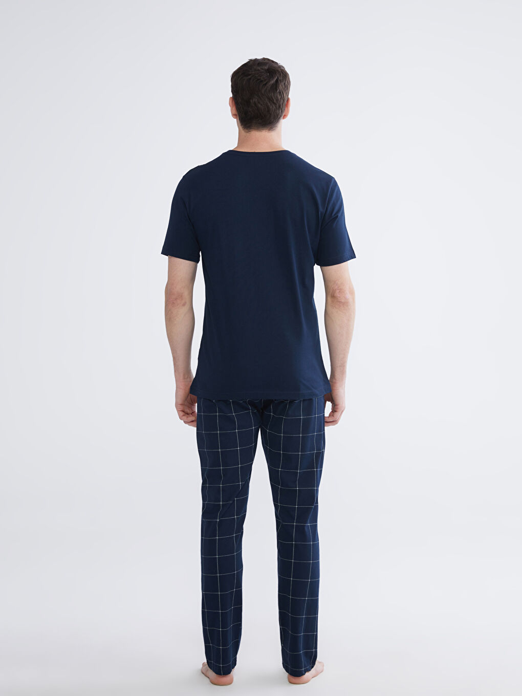 Lacivert Standart Kalıp Baskılı Erkek Pijama Takım-4