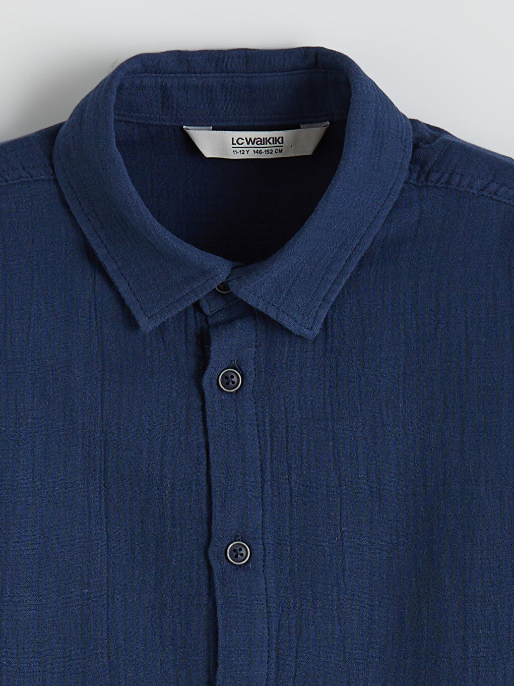 Lacivert Uzun Kollu Erkek Çocuk Müslin Gömlek-1