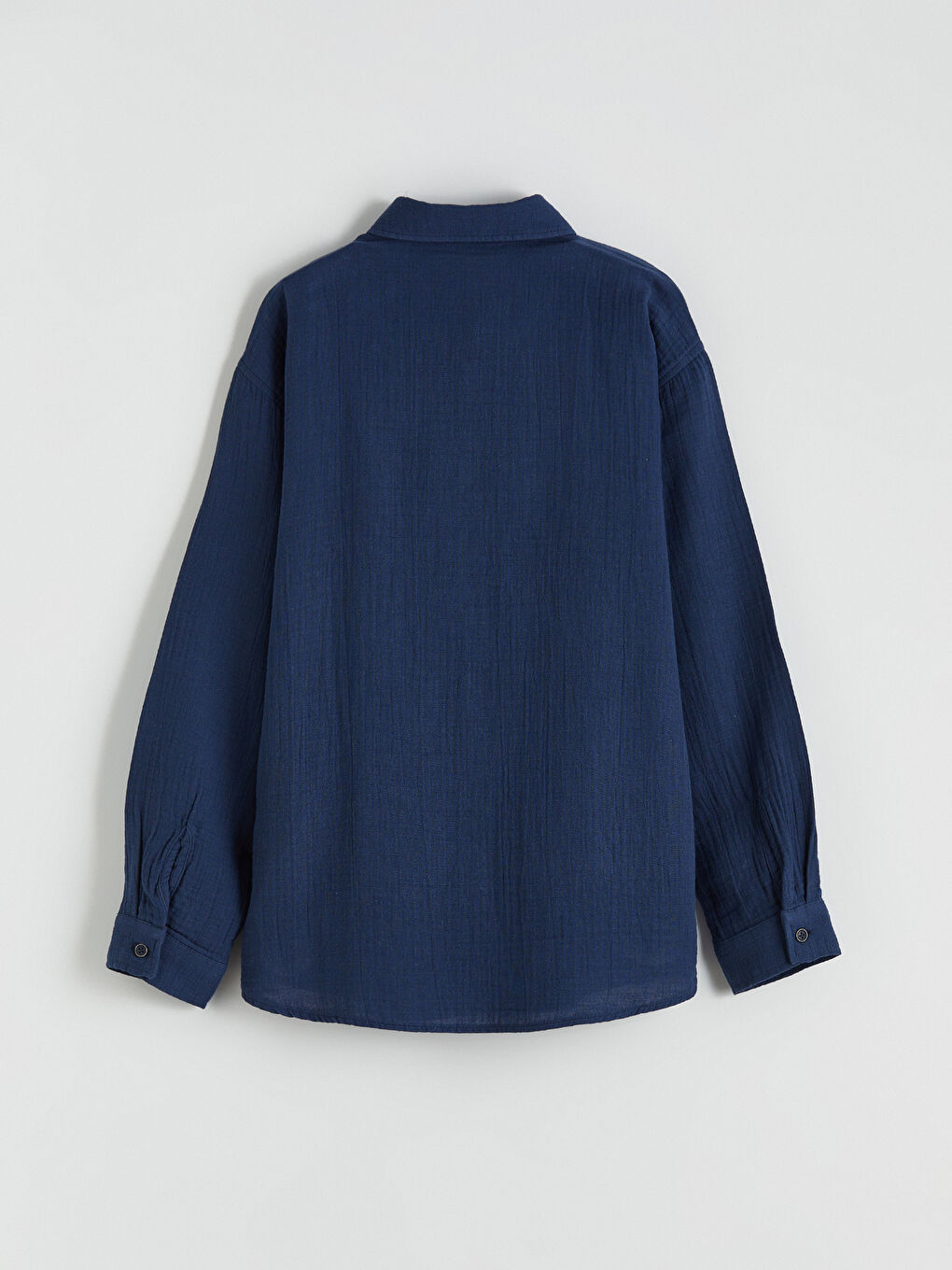 Lacivert Uzun Kollu Erkek Çocuk Müslin Gömlek-2