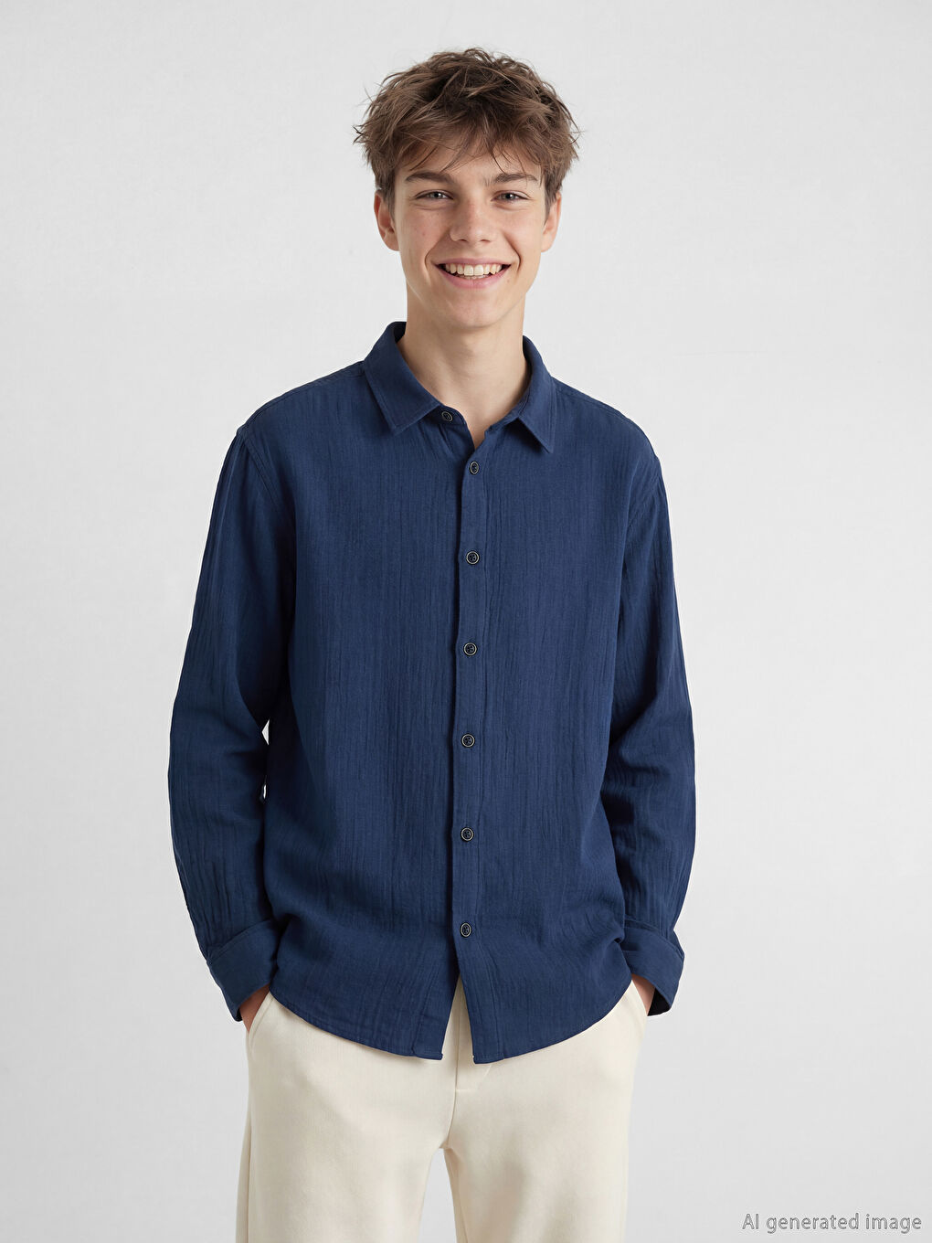 Chemise en Mousseline à Manches Longues pour Garçons