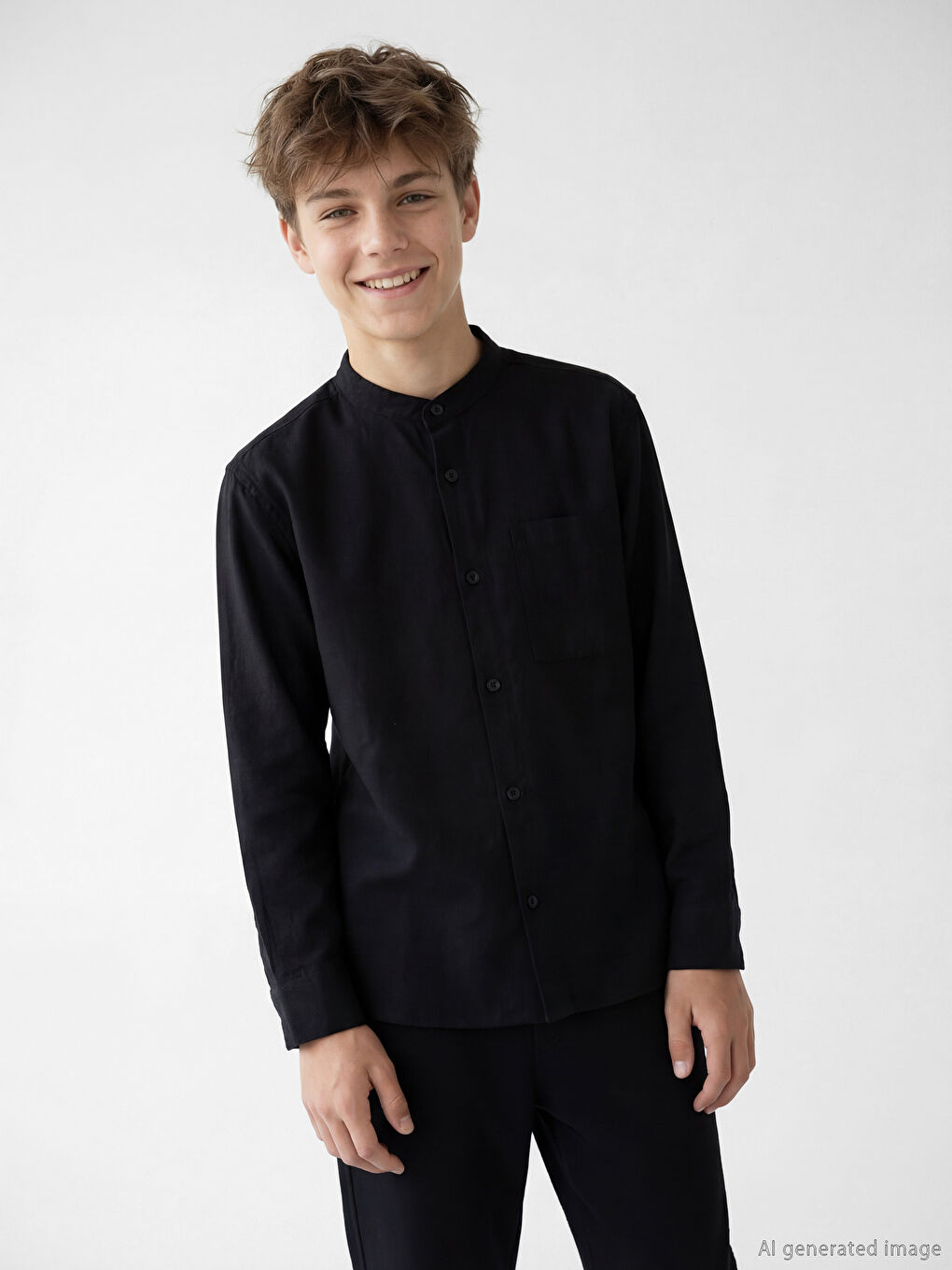 Siyah Hakim Yaka Erkek Çocuk Gömlek