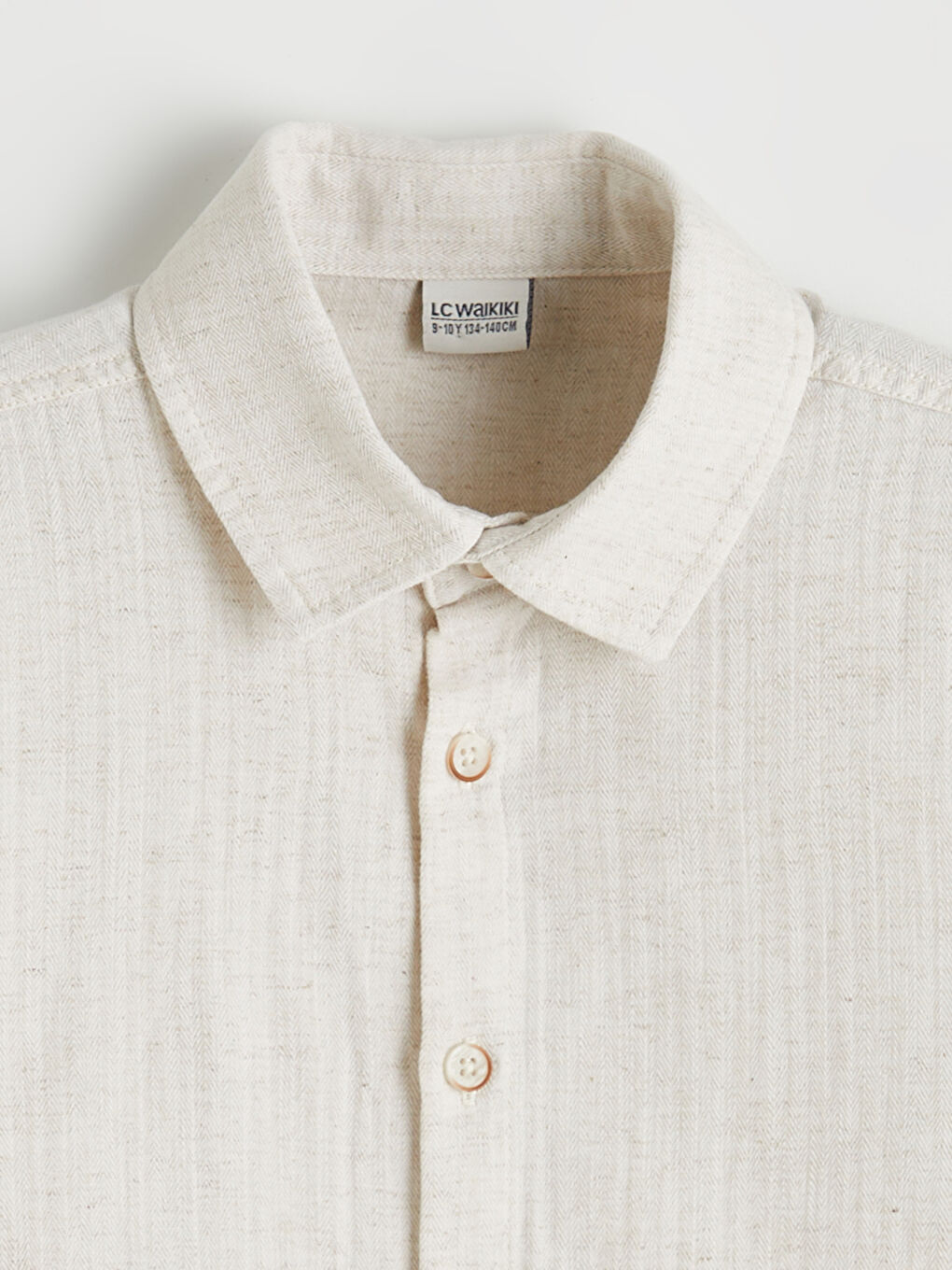 Ekru Erkek Çocuk Keten Karışımlı Gömlek-2