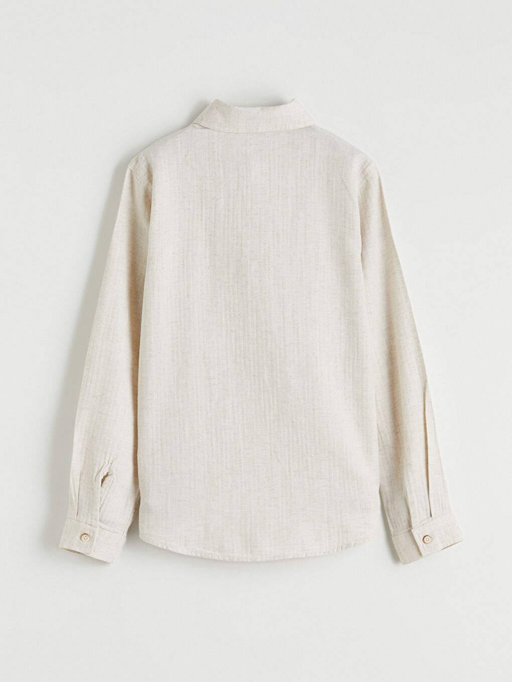 Ekru Erkek Çocuk Keten Karışımlı Gömlek-3