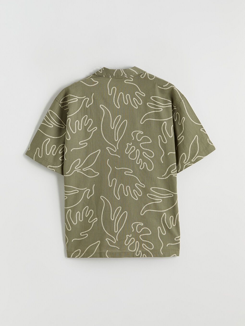 Haki Kısa Kollu Desenli Erkek Çocuk Gömlek-2