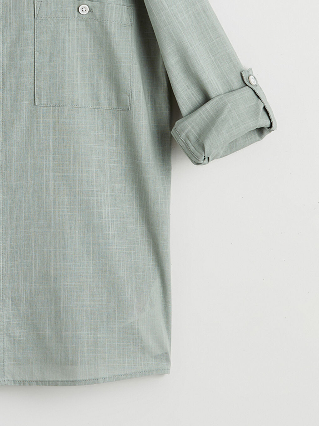 Boys' mandarin collar shirt in a linen look.-2