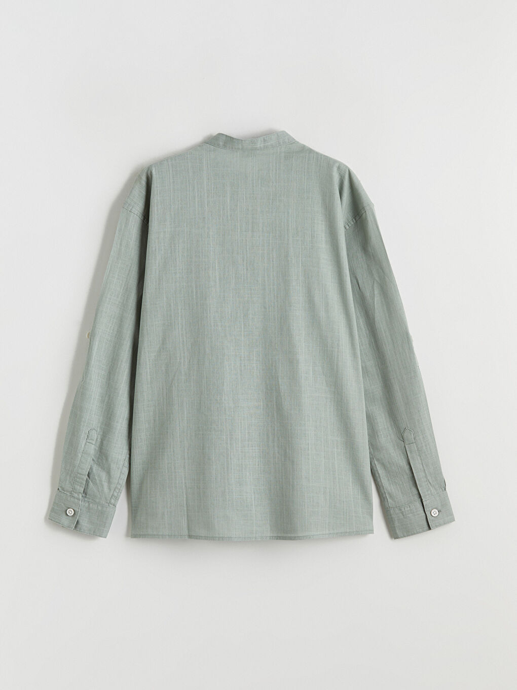 Boys' mandarin collar shirt in a linen look.-3