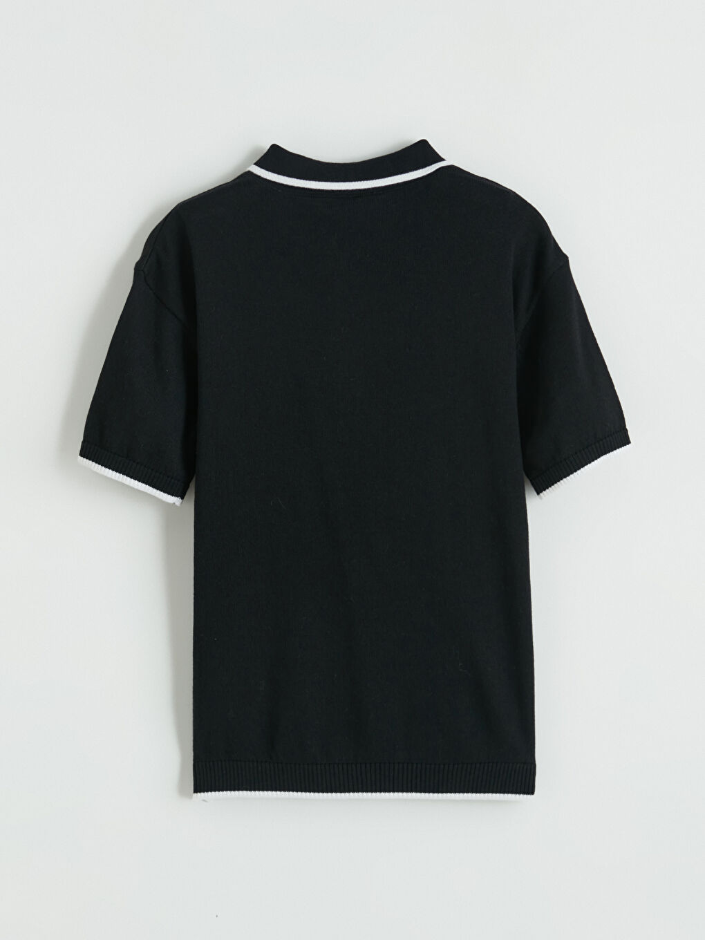 Siyah Polo Yaka Erkek Çocuk Triko Kazak-2