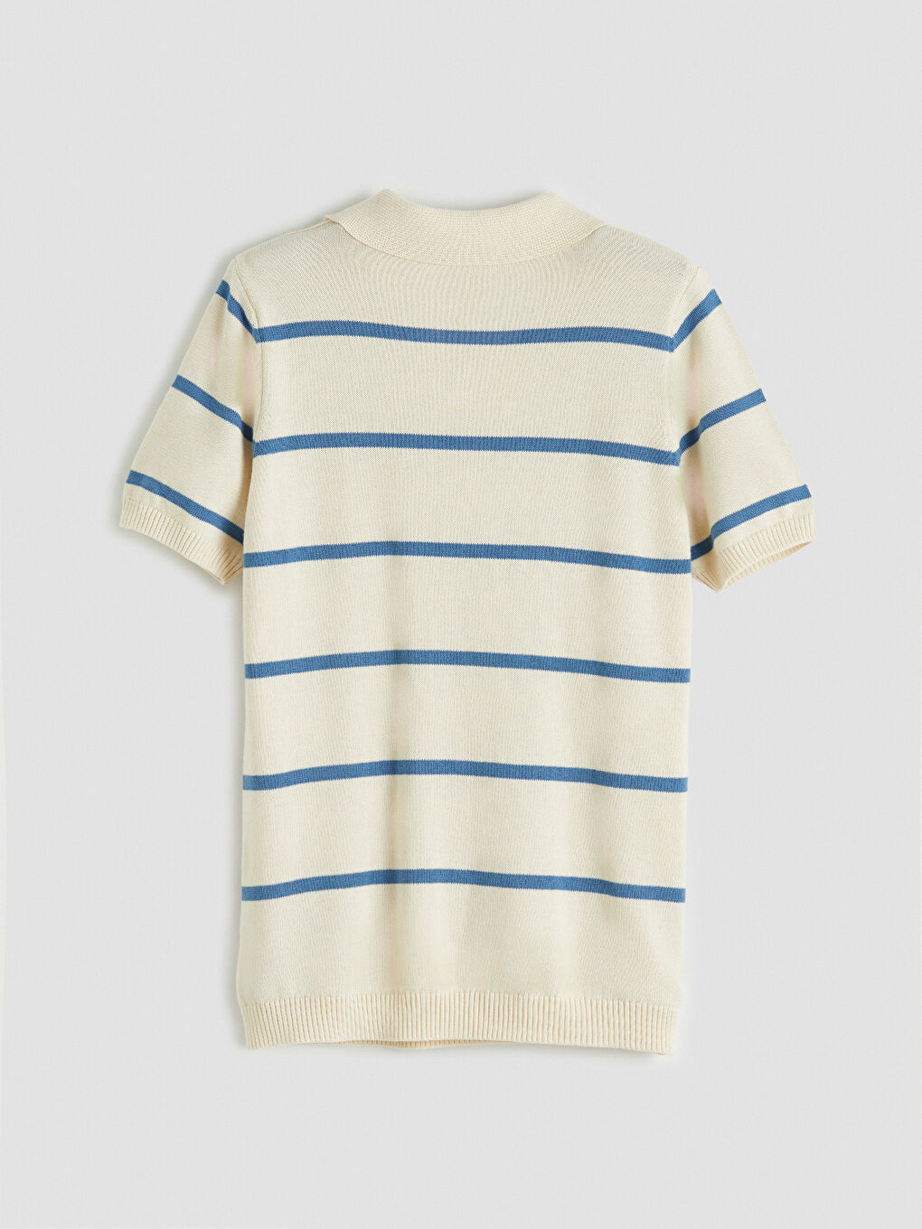 Mavi Polo Yaka Çizgili Erkek Çocuk Triko Kazak-1