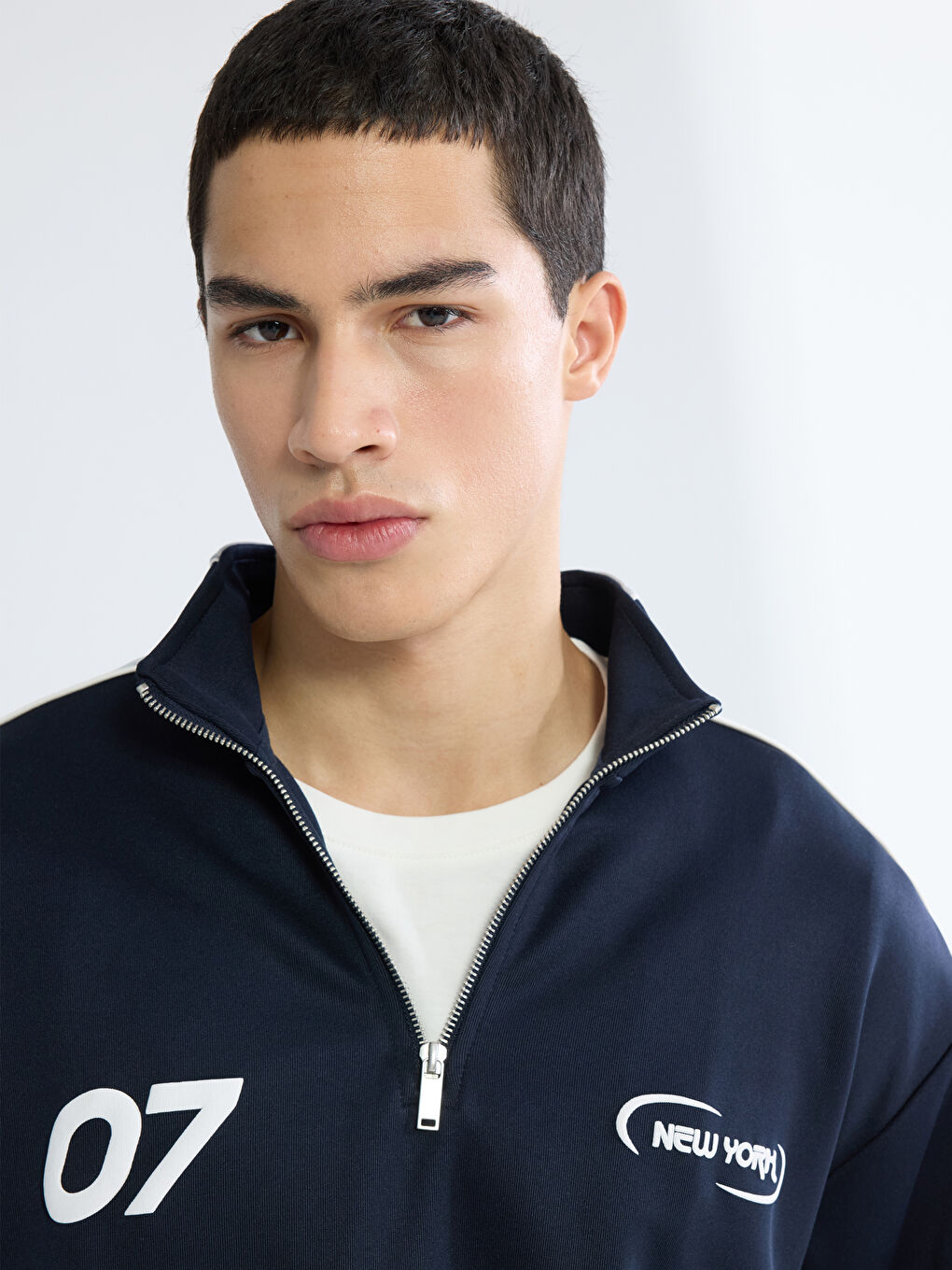 Lacivert New York Baskılı Erkek Sweatshirt