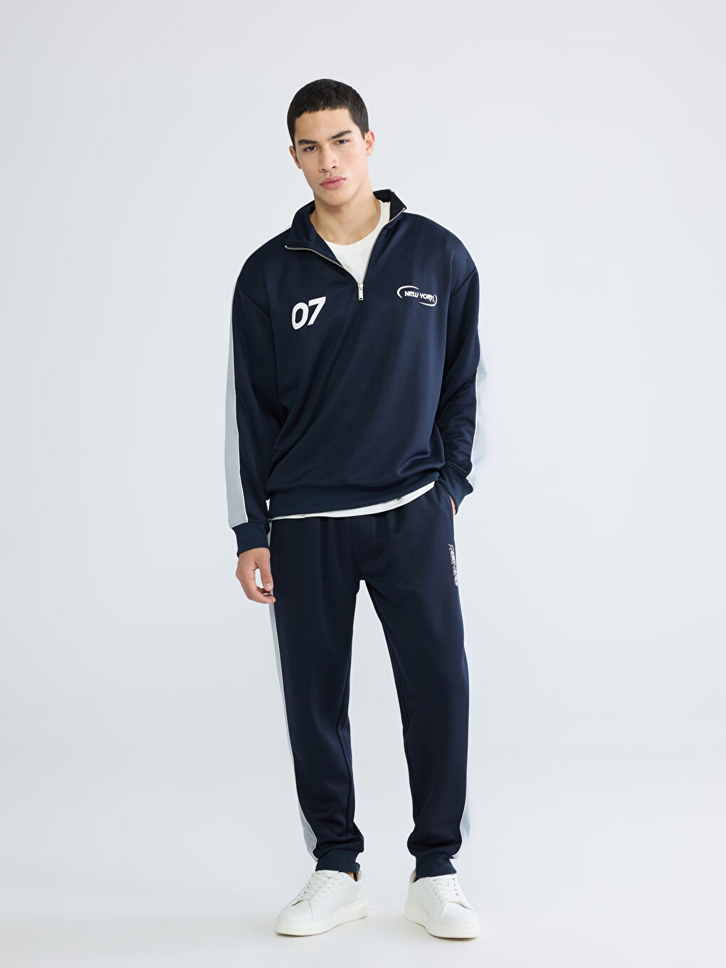 Lacivert New York Baskılı Erkek Sweatshirt-1