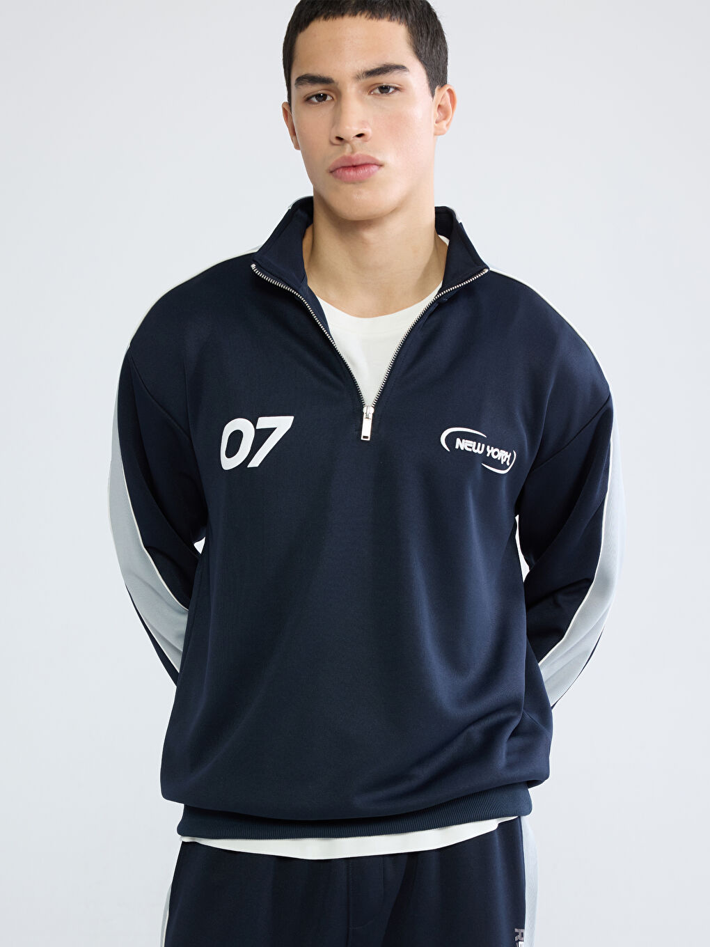 Lacivert New York Baskılı Erkek Sweatshirt-2