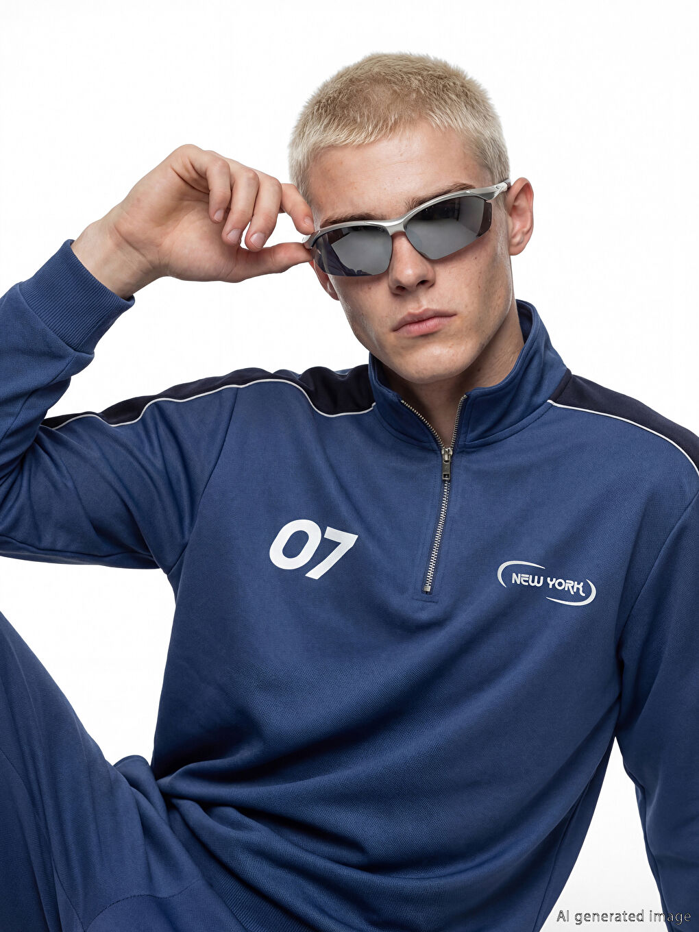 İndigo New York Baskılı Erkek Sweatshirt-1