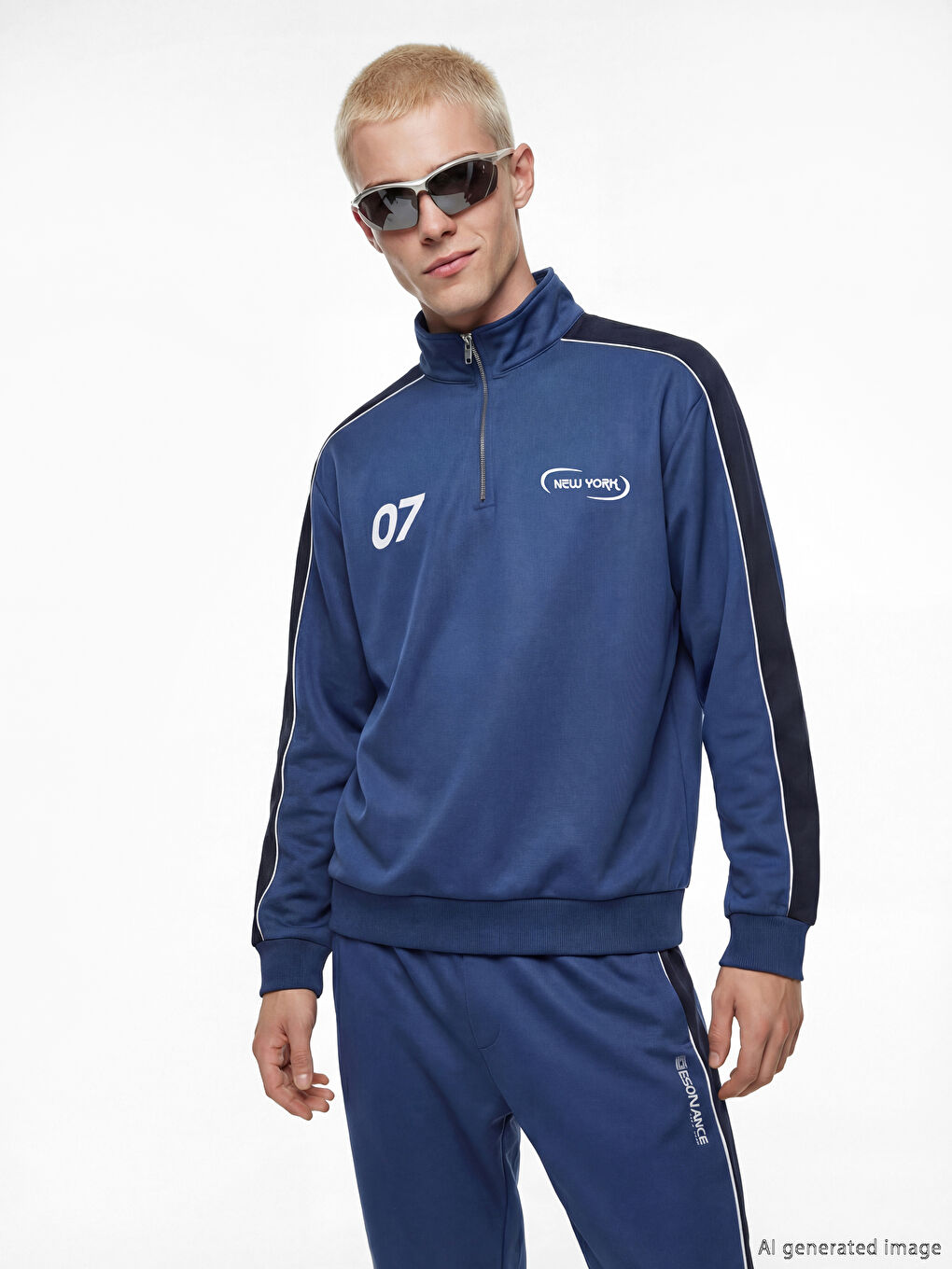 İndigo New York Baskılı Erkek Sweatshirt-2