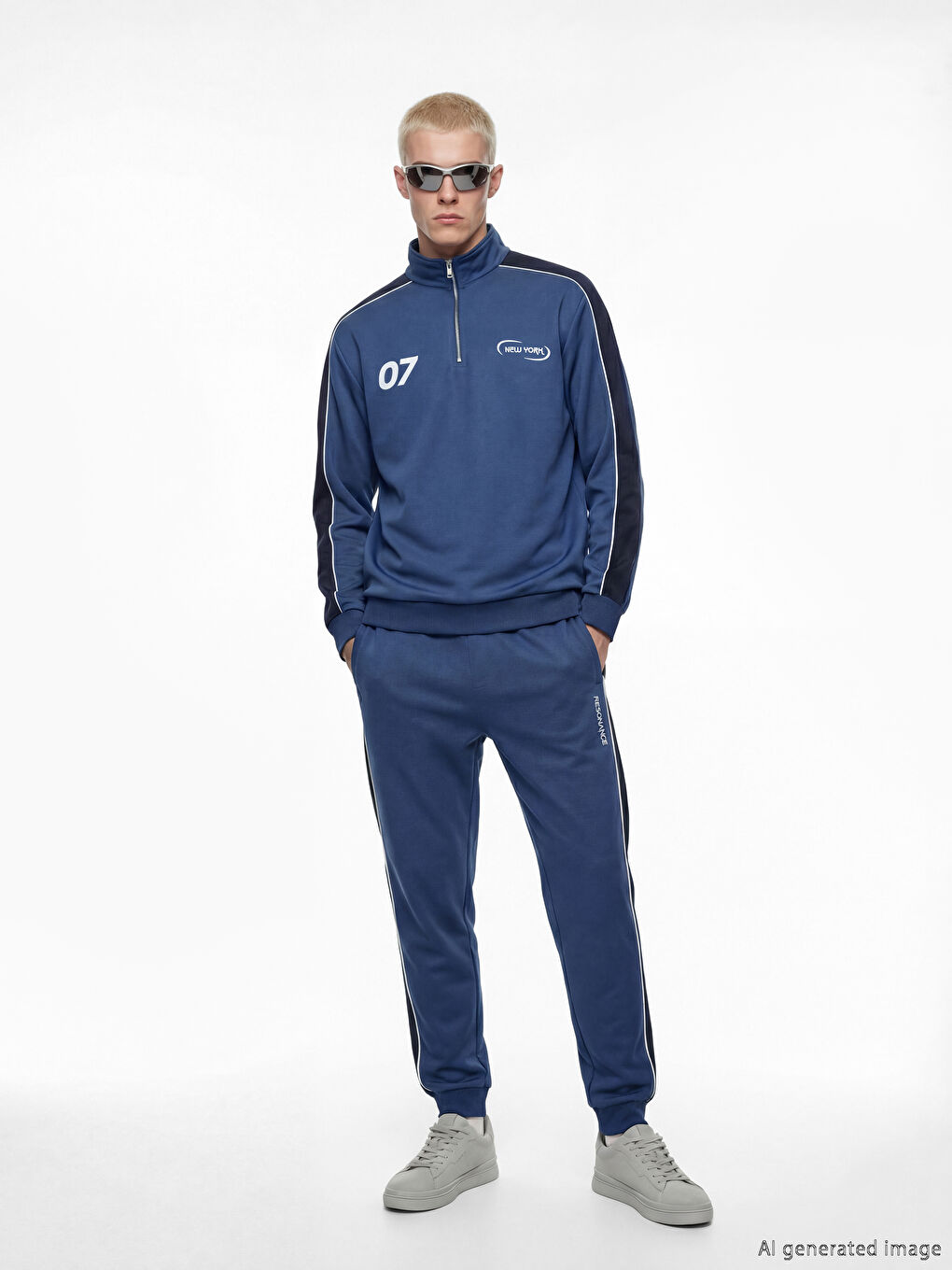 İndigo New York Baskılı Erkek Sweatshirt-4