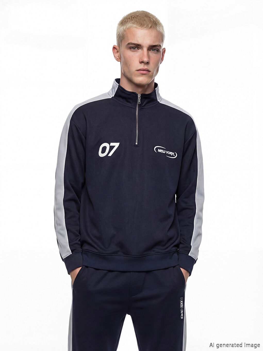 Lacivert New York Baskılı Erkek Sweatshirt-1