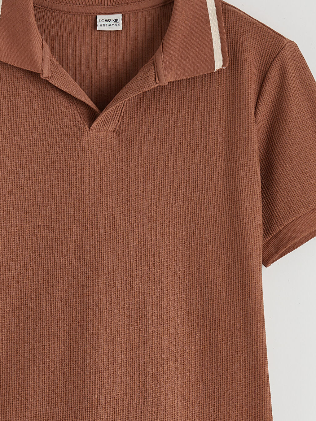 Kahverengi Polo Yaka Erkek Çocuk Tişört-2