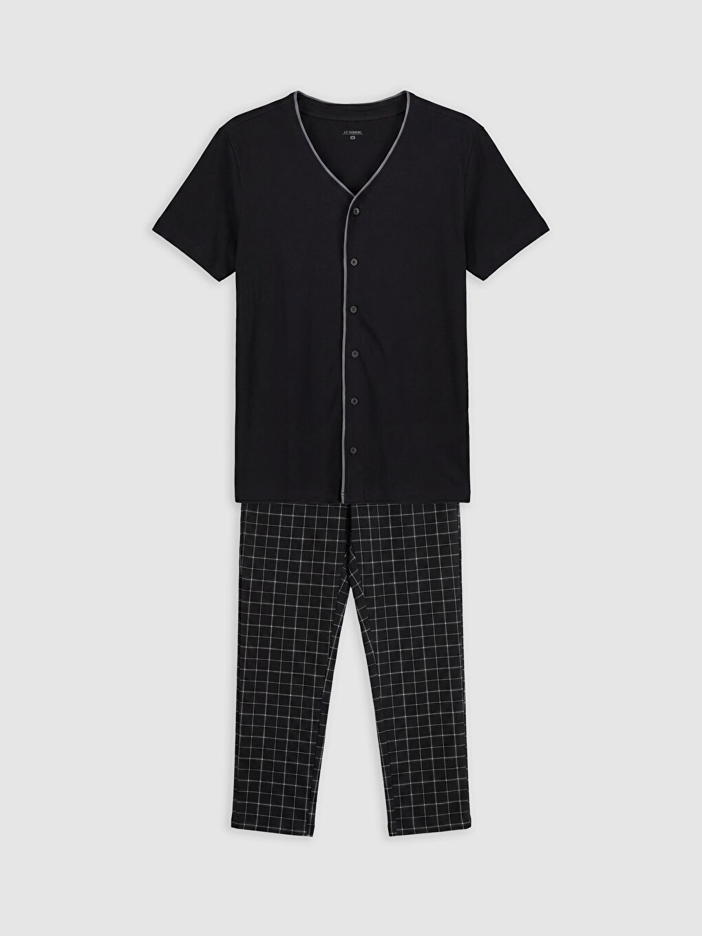 Siyah Regular Fit Ekose Erkek Pijama Takım