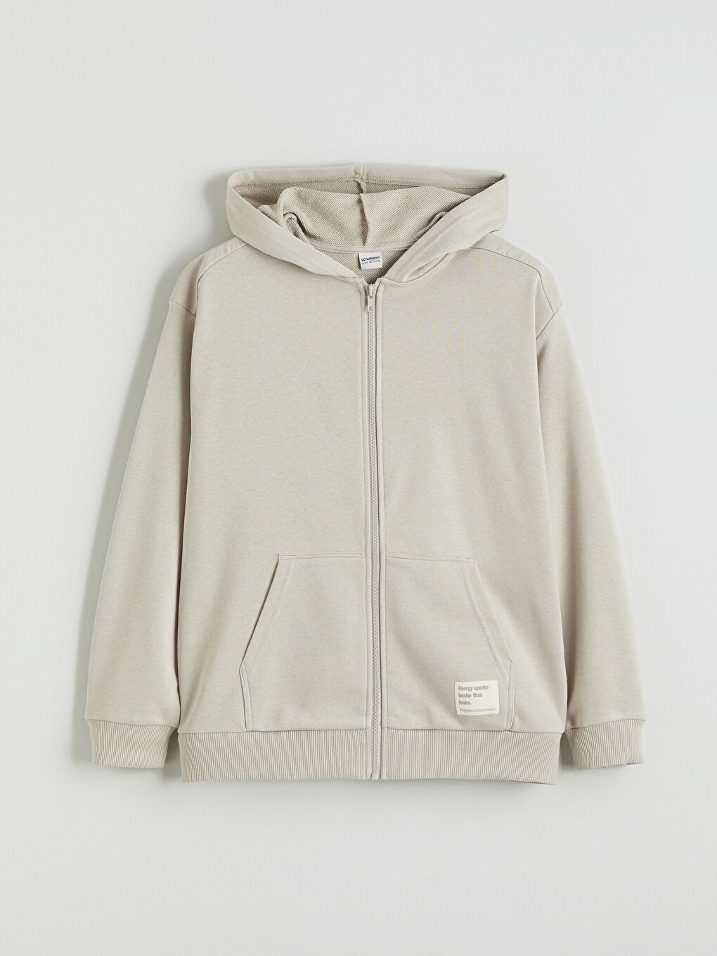 Gri Kapüşonlu Erkek Çocuk Fermuarlı Sweatshirt