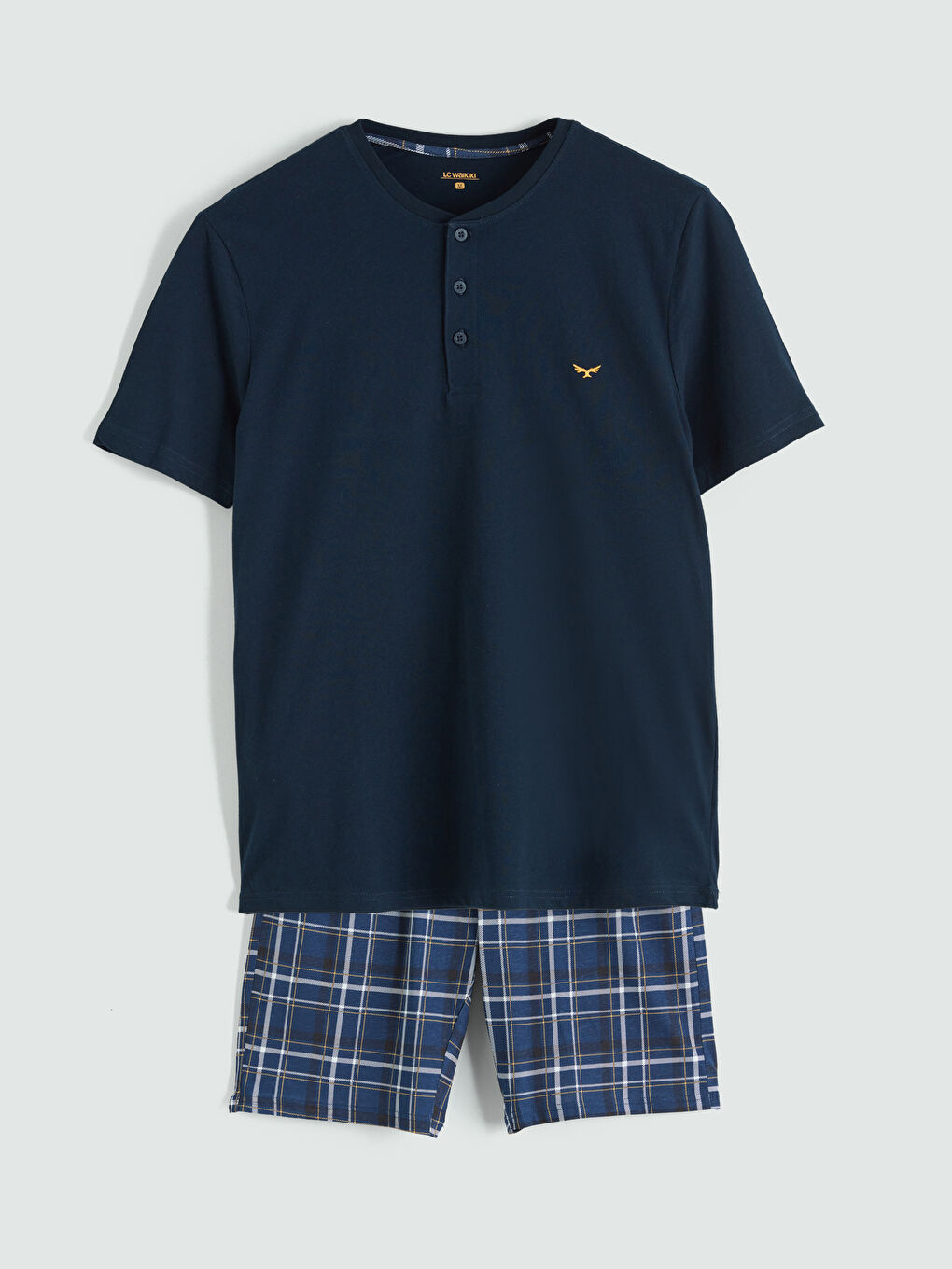 طقم بيجامة قصيرة للرجال بحجم عادي-4